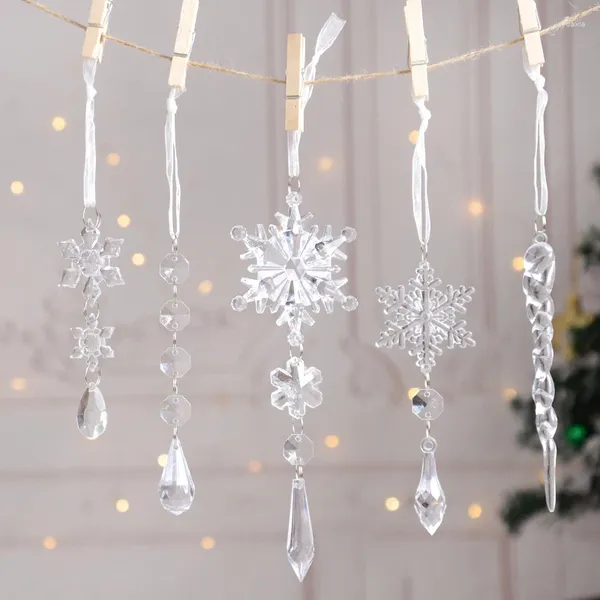 Decorazioni natalizie 5 pezzi simulazione Pendenti di ghiaccio di Natale Orning Ornamento falso ghiacciolo invernale Decorazione dell'anno invernale Navidad