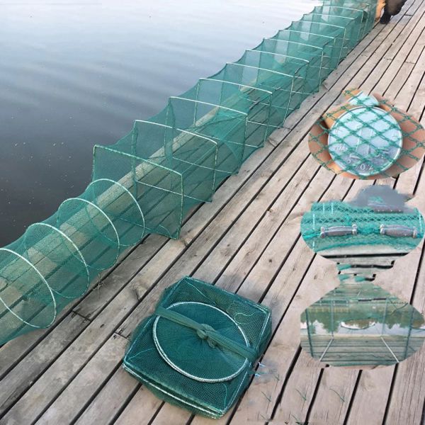 Accessori Nylon Long Fishing Net Net Water Deep Water Portable Clayfish Aragosta Catcher Trap Fish Network Network Gamberette reti live esca