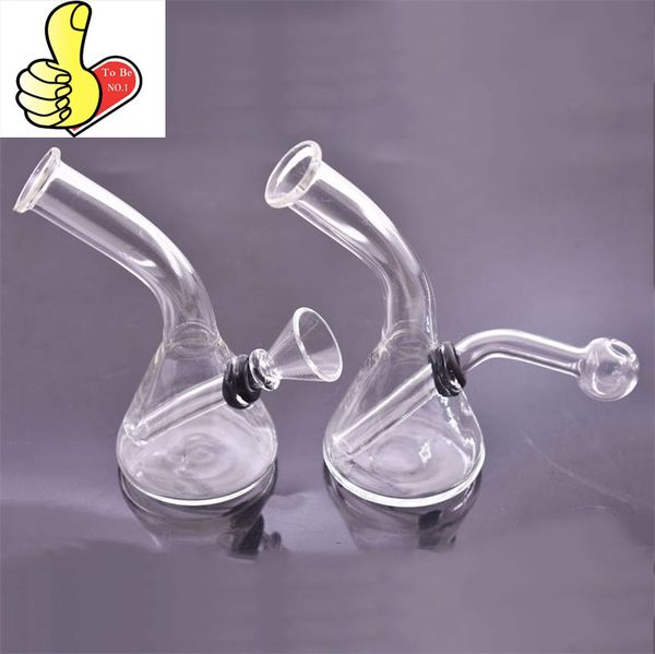 Großhandel mini billig protable Glas Tabak Bong Wasserrohre Pyrex Klarer Shisha Wasseröl Brenner Rigs Bongs dickes Kopftaster Recycler Rig mit Rauchen trockener Kräuterschale