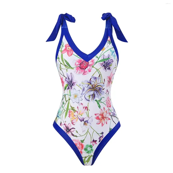 Swimwear's Swimwear V Neck Netto cinghie stampato da bagno da bagno.