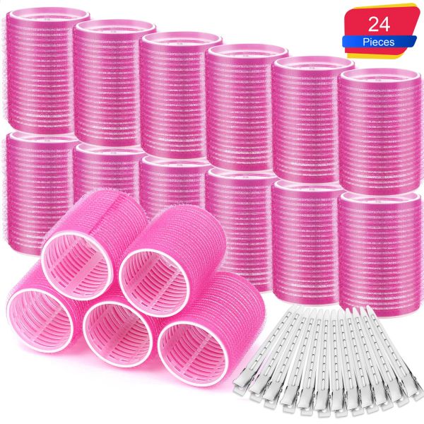 Irons 12pcs rulli per capelli senza calore bigotta di auto con clip da 12 pezzi per plip da 12 pezzi per capelli sottili a corto medio -corto volume