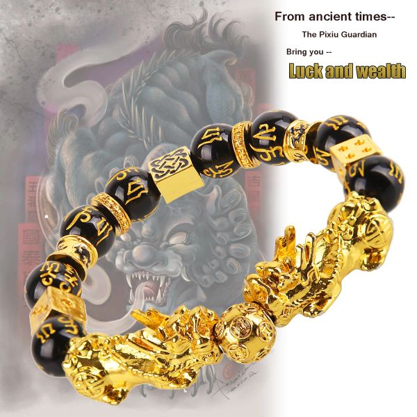 Strands Pixiu Guardian Bracelet traga sorte de miçangas riquezas pulseiras chinesas pulseira fengshui unissex lucky riques homens mulheres