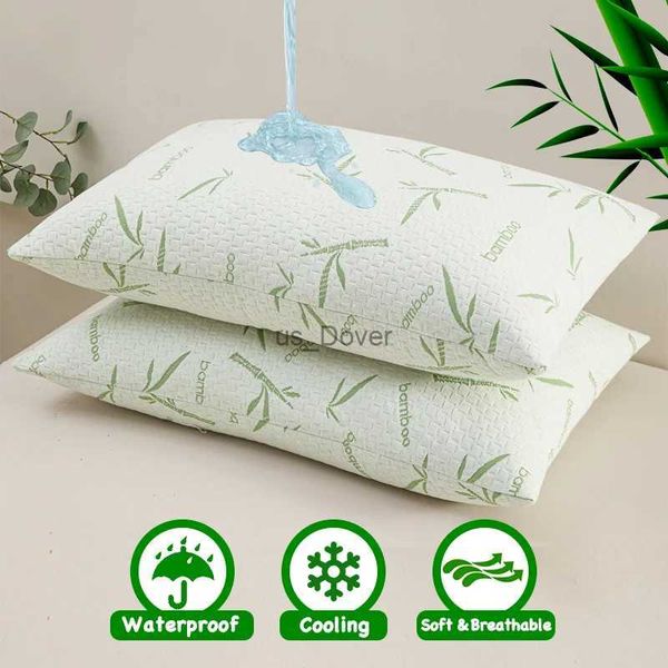 Pillow Case 2PCS wasserdichte Bambus-Kissenbezüge (ohne Kern) Kühlung weicher antibakterieller Protektoren mit Reißverschlussabdeckung H240423