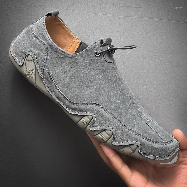 Sapatos casuais cocôs de couro de couro moda de alta qualidade, dirigindo orifícios elásticos de maior tamanho