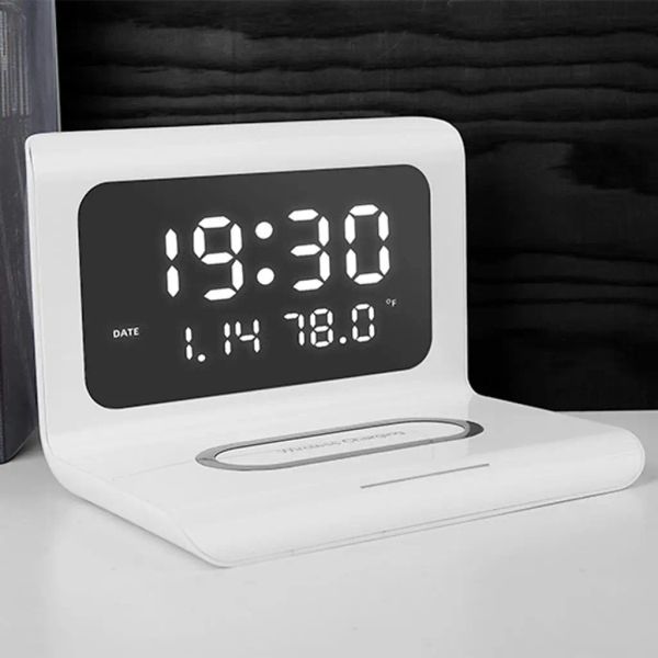 Chargers Creative Clock Многофункциональная трехэлектрическая беспроводная зарядная зарядная зарядная станция