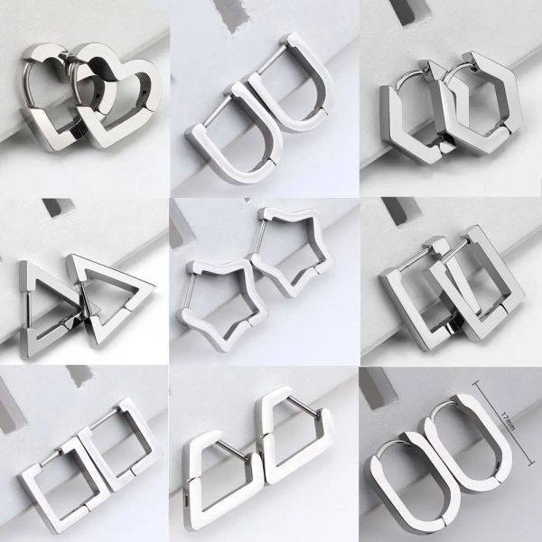 Orecchini Personalità della moda Triangolo geometrico a stella quadrata heart a forma di dorsi di telaio da donna in acciaio inossidabile gioielli piercing punk in acciaio inossidabile