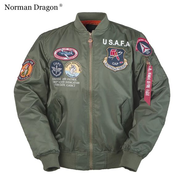 Armas USAFA Print Exército Patches Spring Streetwear Jacket Coats Jaqueta de vôo masculino Military Windbreaker