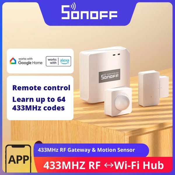 Sonoff de controle rf ponte r2 433mhz gateway dw2 pir3 porta janela se sensor de movimento de voz de controle de voz Smart cena via ewelink google home Alexa