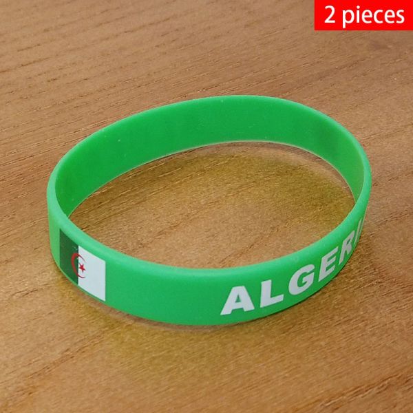 Strands 2pcs Algeria National Flag braccialetti sportivi Bracciale silicone uomo Donne band band Patriottico Accessorio di moda commemorativa