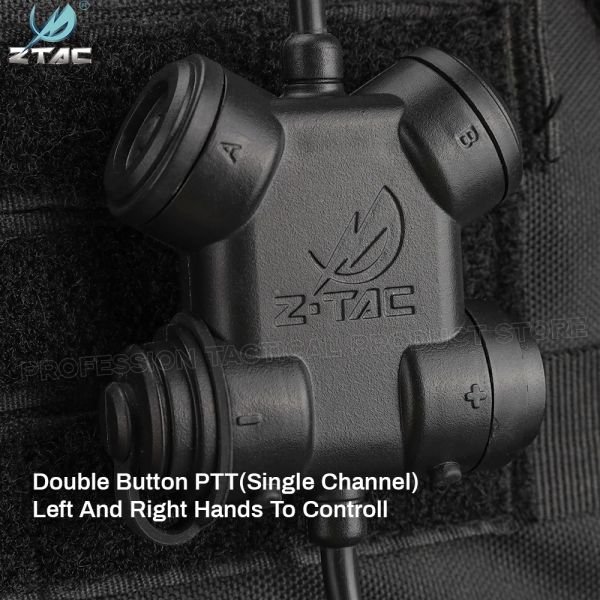 Acessórios ZTAC Tactical dual ptt fones de ouvido únicos softai 7 tipo Military Airsoft fone de ouvido para caçar disparos baofeng