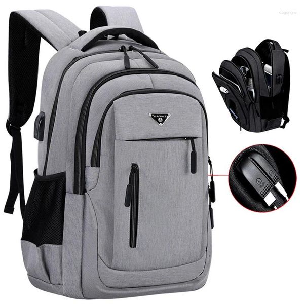 Rucksack wasserdichte Geschäftsleute USB -USB -Schule Solid Farbe große Kapazität Rucksäcke für Backpack -Modebags