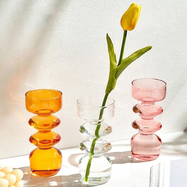 Vasen Glaskerzenhalter für Hochzeitssäulenhalter Dekor Stand Blume Vase Dekorative Kerzenstick