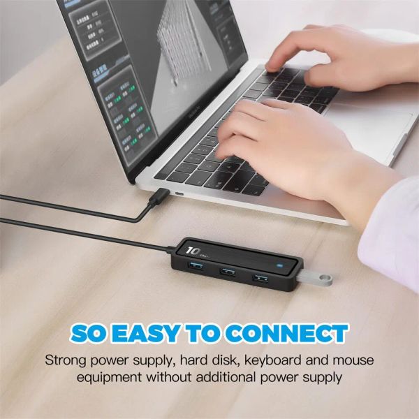 Hubs poderosos USB 3.1 Gen 2 Adaptador de transferência de alta velocidade 8k até 10 Gbps Hub TF / SD Reader Splitter para Windows Linux Mac iOS