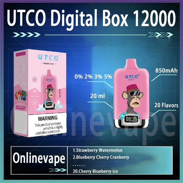 Бестселлеры Utco Digital Box 12000 Puffs одноразовые вапины Vape Deechable E Сигареты Vapers Desechables 0% 2% 3% 5%.