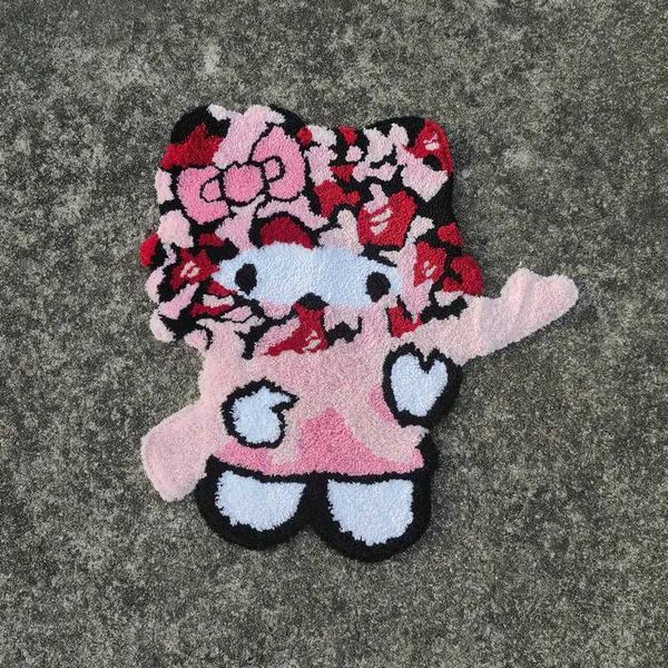 Tapete de carpete anime Anime rosa Ranco macio tufado 3D Plush de pelúcia Kawaii Girlas Bedroom Bedpet Decoração de casa de casa de banho sem deslizamento tapete de banho T240422