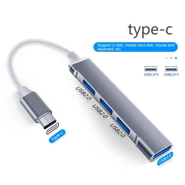 Hubs USB Extender Typec Dock Dispositivo di ramificazione del computer a 4 porta multifunzionale per Xiaomi per MacBook Pro 13 15 PC USB C HUB 3.0