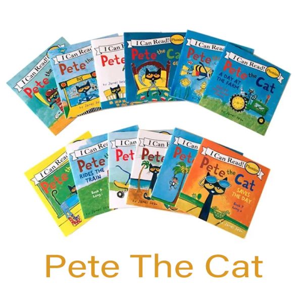 Toys 12 Book/Set Я могу прочитать Pete Cat English Books для детей Story Libros Образовательные игрушки для детей в карманное чтение Livros Art