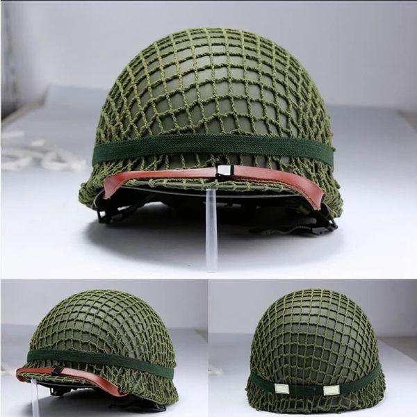 Peças US Exército M1 Réplica de capacete verde ajustável com líquido/tela cinta de queixo tático equipamento de paintball capacete de aço para adultos