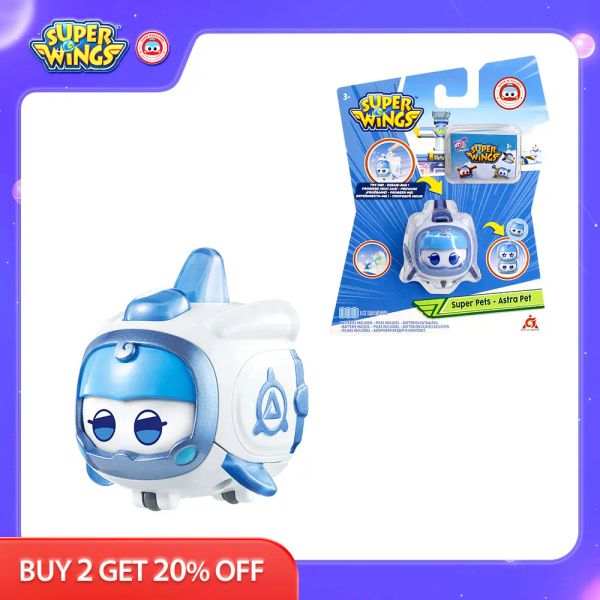 Toys Super Wings Super Pet Stackable Astra Leo Sunny Transforming Change Expressions with Lights Action Figure Anime Kid Toys Regalo