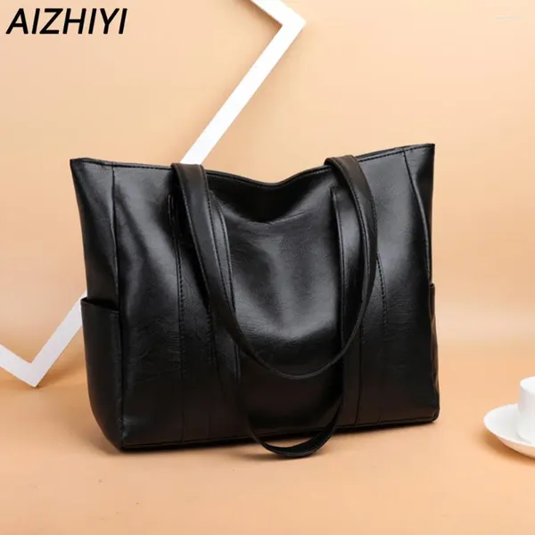 Сумки для плеча женская большая мягкая кожаная сумка PU Classic Casual Casual Tote Tote Bucket Luxury Designer Sumbag 2024