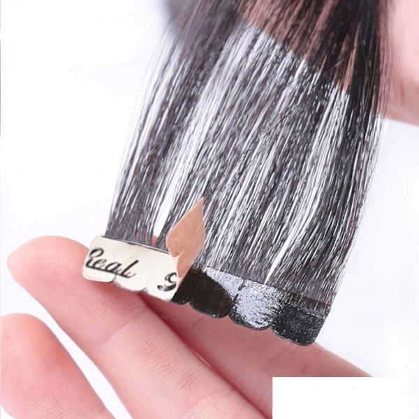 Extensões de cabelo de trama de pele Novas 100g 40pcs fita de loira marrom preta marrom negra em produtos de entrega de mini -gota humana dhmnu