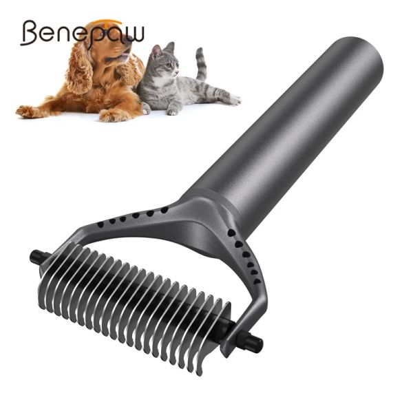 Combs Benepaw abnehmbare Demating Underhout Rake Com Camm für Hunde Katzen Metallgriff Haustierpflegebürste Entfernen verfilzter Haar -Verwicklungen