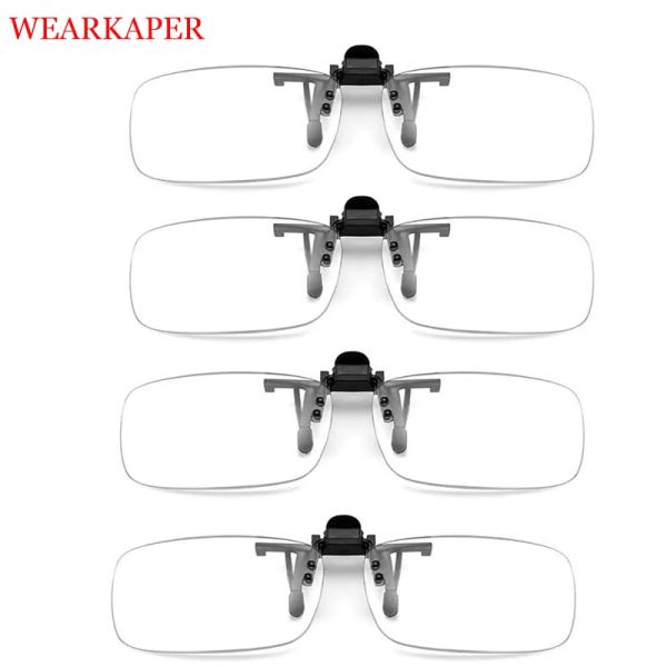 Lentes 4 PCs Clip Reading Glasses Transparent Lens Clip Óculos Videirar óculos portáteis de leitura de luz de luz portátil