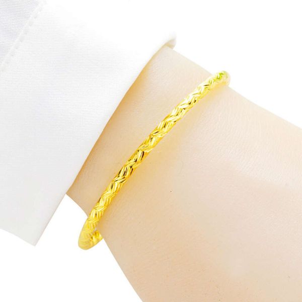 Euro plattiert 4 mm glattes Frauen mit runden Perlen Offenes Accessoires Vielseitig Sand Gold Armband Ohr Liebe Schmuck Schmuck