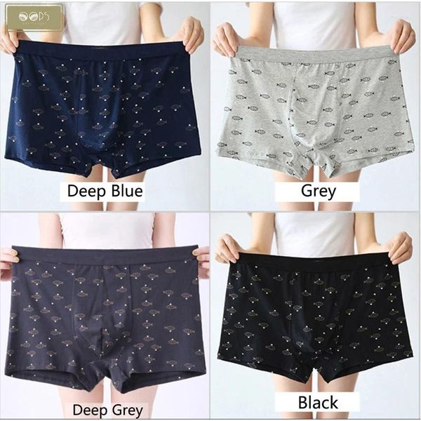 Underpants Grande stampato sciolto buon cotone per uomini pugili grandi cantieri bianche da uomo più taglia 5xl 6xl comode mutandine domestiche comode