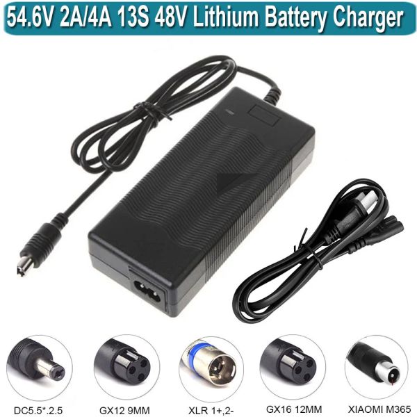 Zubehör 54,6 V 2A 4A Batterie Ladegerät Adapter Netzteil für 48 V 13s Ebike Elektrofahrradfahrrad Scooter Lithium -Batterien Pack