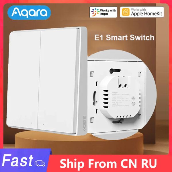 Controlla Aqara Smart Wall Switch E1 ZIGBEE Switch Nessun interruttore intelligente neutro il tuo interruttore wireless con neutro per Xiaomi HomeKit App Homekit