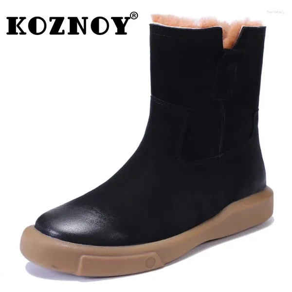 Stiefel Koznoy 3,5 cm Kuh Wildleder echtes Leder Herbst Frauen klobig Plüsch Frühling Winter Knöchel weich