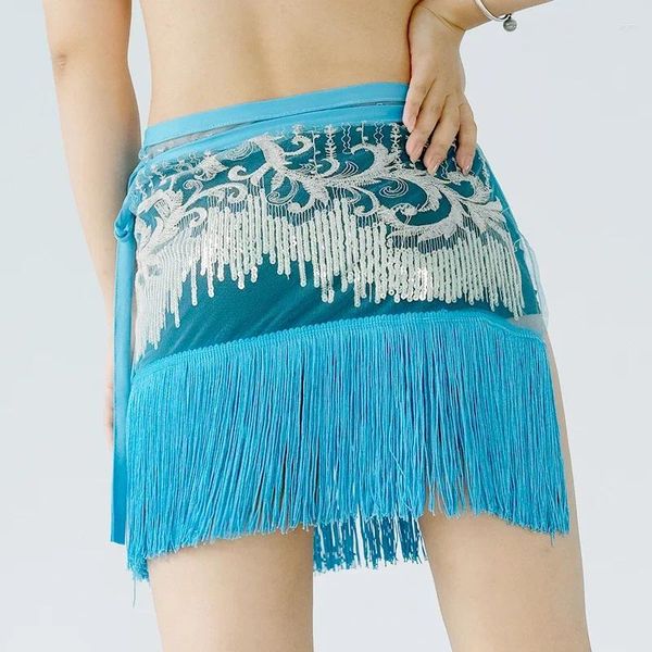 Stage Wear 2024 Tassel Belly Dance Performance Hip Scarf Women Griva da donna Modello di ricamo sexy Cintura di perline sexy