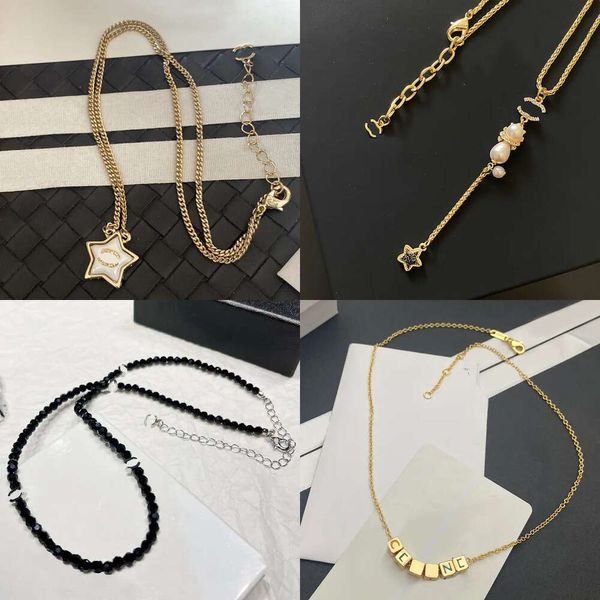 Collane nere diamanti catene designer pendenti girocollo femminile lettera di marca design