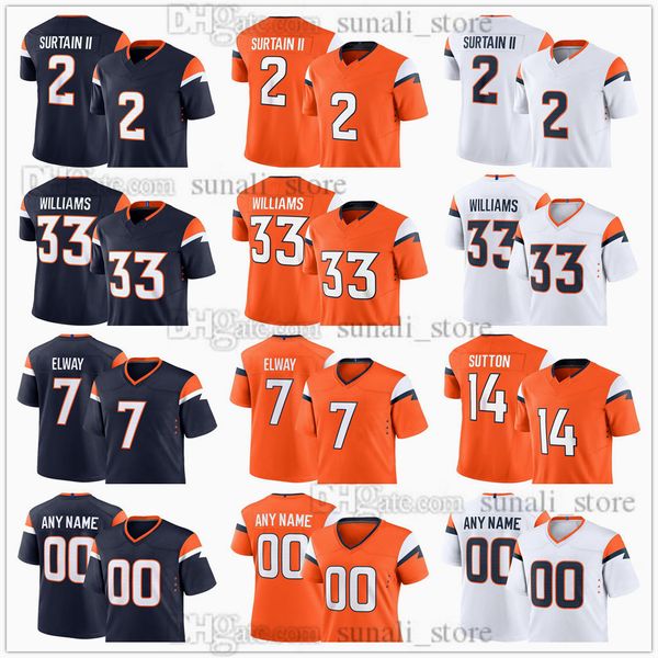 The Mile High Collection Nuove maglie per 2024 calcio 2 Pat Surtain II 14 Courtland Sutton 33 Javonte Williams 19 Marvin Mims Jr. 49 Alex Singleton 7 John Elway Stitched