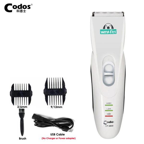 Clippers USB Cable (No Ladegerät) Codos CP6800 PET -Trimmer wiederaufladbares Hundehaarshaar Clipper Elektrische Hund Haarschnitt Rasiermaschine