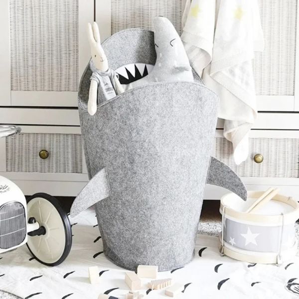 Cestas 1pc Cute para cestas de armazenamento de brinquedos para crianças em forma de tubarão