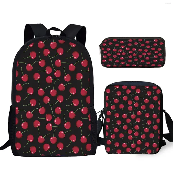 Rucksack Yikeluo Kirsch/Tropical Obst Design bequemer verstellbarer Schultergurt Marke Messenger Bag Student Stifte Hülle