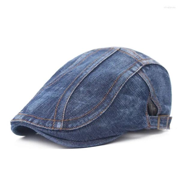 Boinas de boina vintage jeans boina para homens mulheres casuais unissex jeans tapta de sol solar gorras de algodão plano