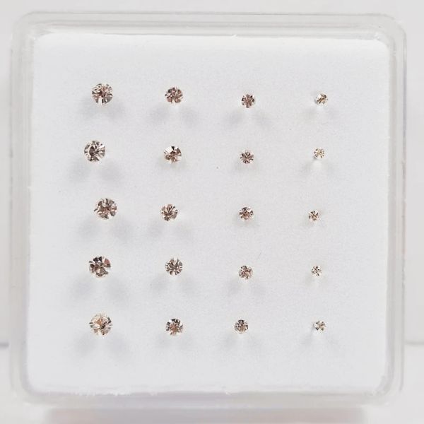 Gioielli 925 argento sterling 1,5 mm 2 mm 2,5 mm 3 mm Stullo naso a dimensioni miste con perno di cristallo a cristallo osso minuscolo piercing Nariz Gioielli da piercing 20pcs/pacco