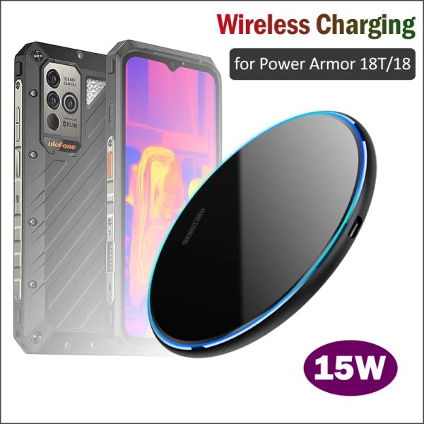 Carregamento sem fio Fast Chargers 15W qi para UleFone Power Armour 18T 18 Universal Wireless Charger Pad para UleFone Armour 18 18t