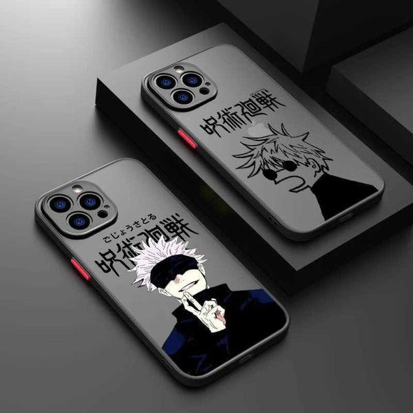 Handy -Stoßstangen Jujutsu Kaisen Anime für iPhone 15 14 13 12 Mini 11 xs xr x 8 7 Pro Max plus TPU Frosted Transparent Phone Case Y240423