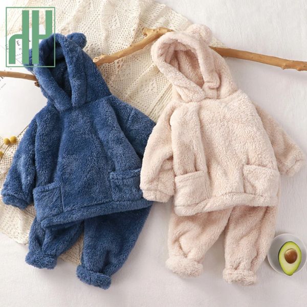 Spolde pak voor meisjes set kleding baby boy nachtkleding pile corally baby peuter kinderen calda con cappuccio thuis inverno pigiama voor kindere