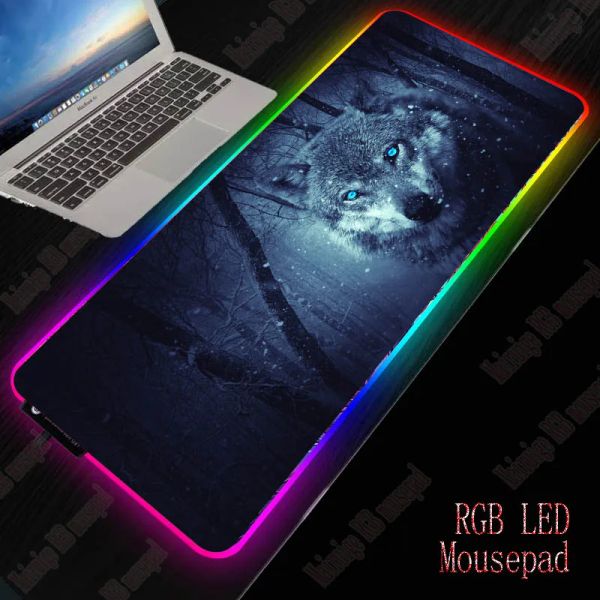 RETS XGZ Wolf Animal Gaming Pad Pad Gamer Computer Mousepad RGB Backlit Mause Pad Большой Mousepad XXL для настольной клавиатуры светодиодные мыши коврик