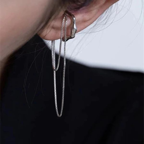 Ohrringe Goth Gold Silber Farbbrief C Ohrhöhe Quasten Kette Ohrmanschette gefälschte Piercing Faux Ohrringe für Frauen koreanische Modeklammern Schmuck Schmuck