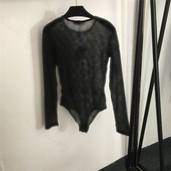 2024 Yeni Kadınlar Seksi Tasarımcı Tee Tasarımcı Üstleri Mesh Bluz Mayo Mayo Plaj Giyim Gömlek Marka Mektubu Baskı Milan Pist Mahsulü Tek Parça Tasarımcı Bikini Tee