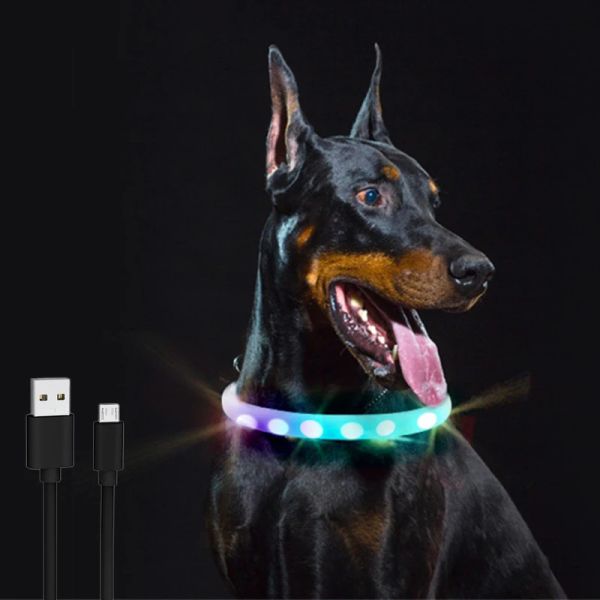 Kragen Verfärbungs -LED -Hundekragen mit USB -Ladung kühl leuchtend Nachtsicherung leuchtet Kragen für Hunde große Rasse mittelschwere Halskette