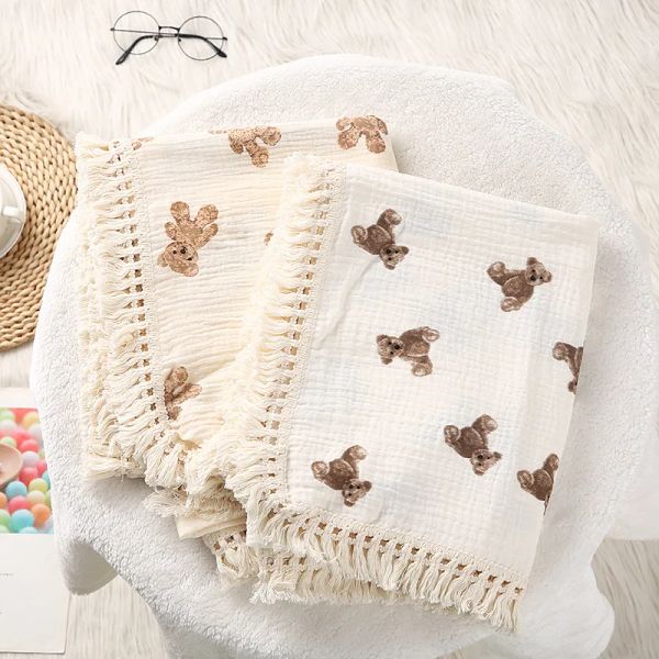 set orso pattern baby cotone mussola coperta neonati growling bambini accessori per biancheria da letto per bambini coperte per neonati neonati neonati