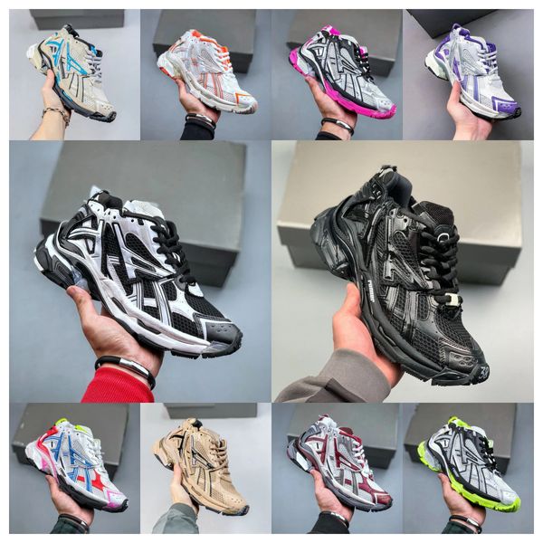 Üst lüks Balanace Balenciaha Balencigaa Runner 7.0 Track Runners Erkekler Elbise Ayakkabı Soafers Kadın Spor Ayakkabıları Tüm Siyah Beyaz Tasarımcı Erkekler Eğitmenler