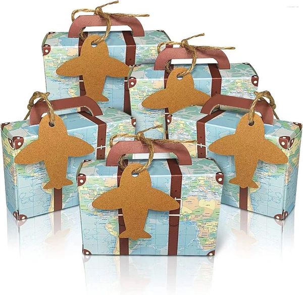 Wrap regalo 5/10 pezzi Mini valigia Box Kraft Candy Boxs Travel Tema Bomboniere Matrimonio Baby Shower Birthday Party Supply